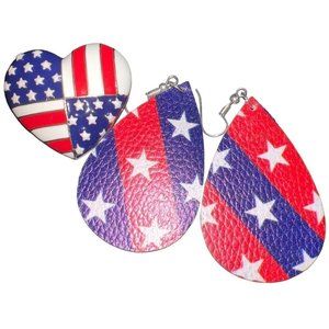 Star Spangle Banner Earrings & Enamel Pin Set